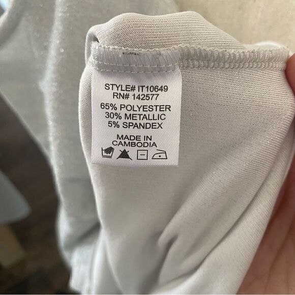 Iris Womens Stretch Allover Shiny Metallic Scoop Neck Sleeveless Bodysuit Size M - Picture 10 of 11